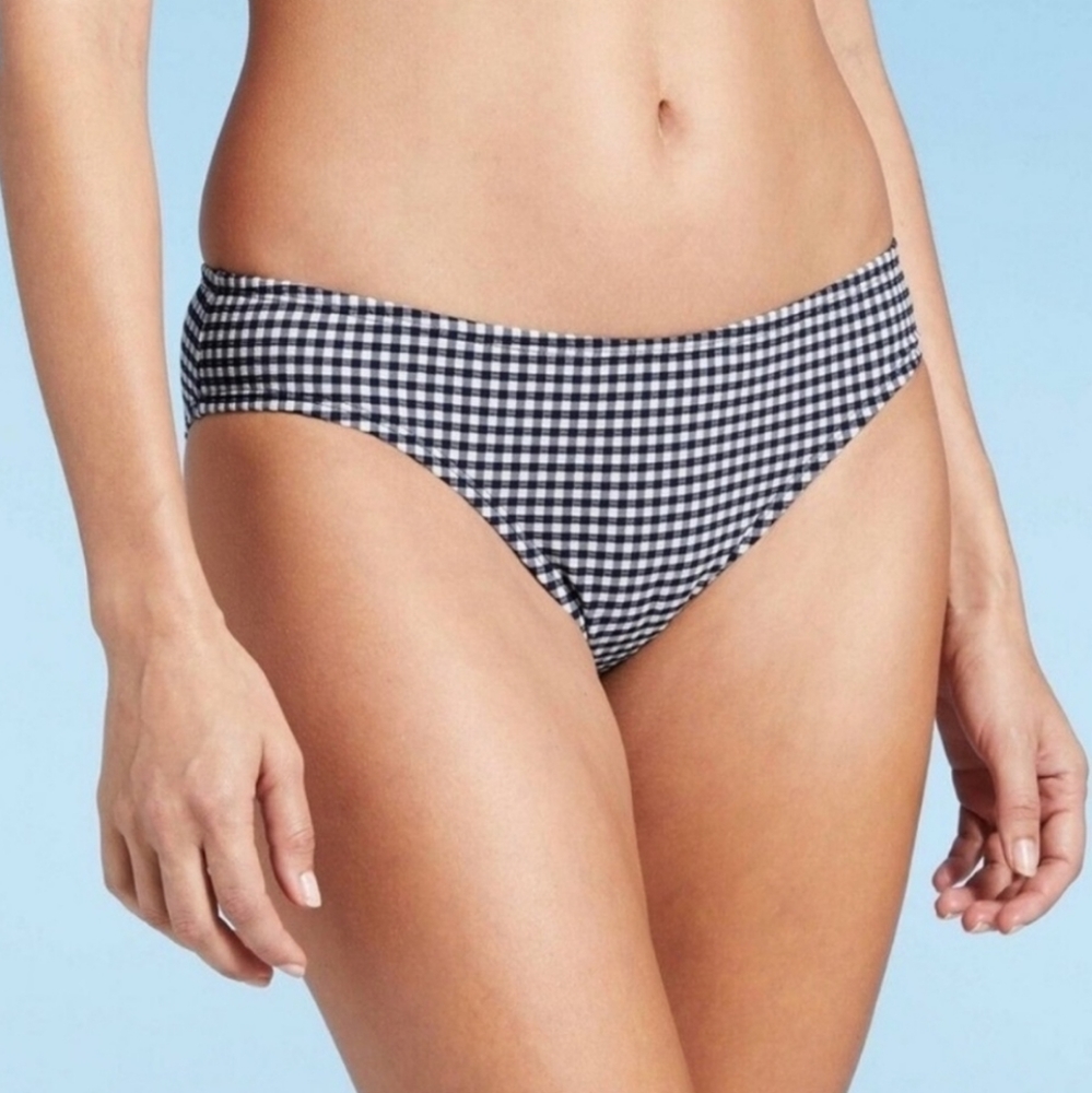 NWOT Kona Sol Gingham Textured Hipster Bikini Bottom